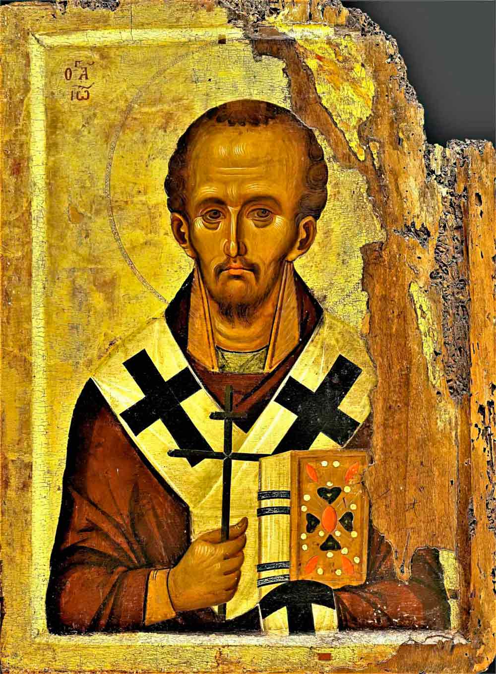 Святитель Иоанн Златоуст. Византийская икона XIII века