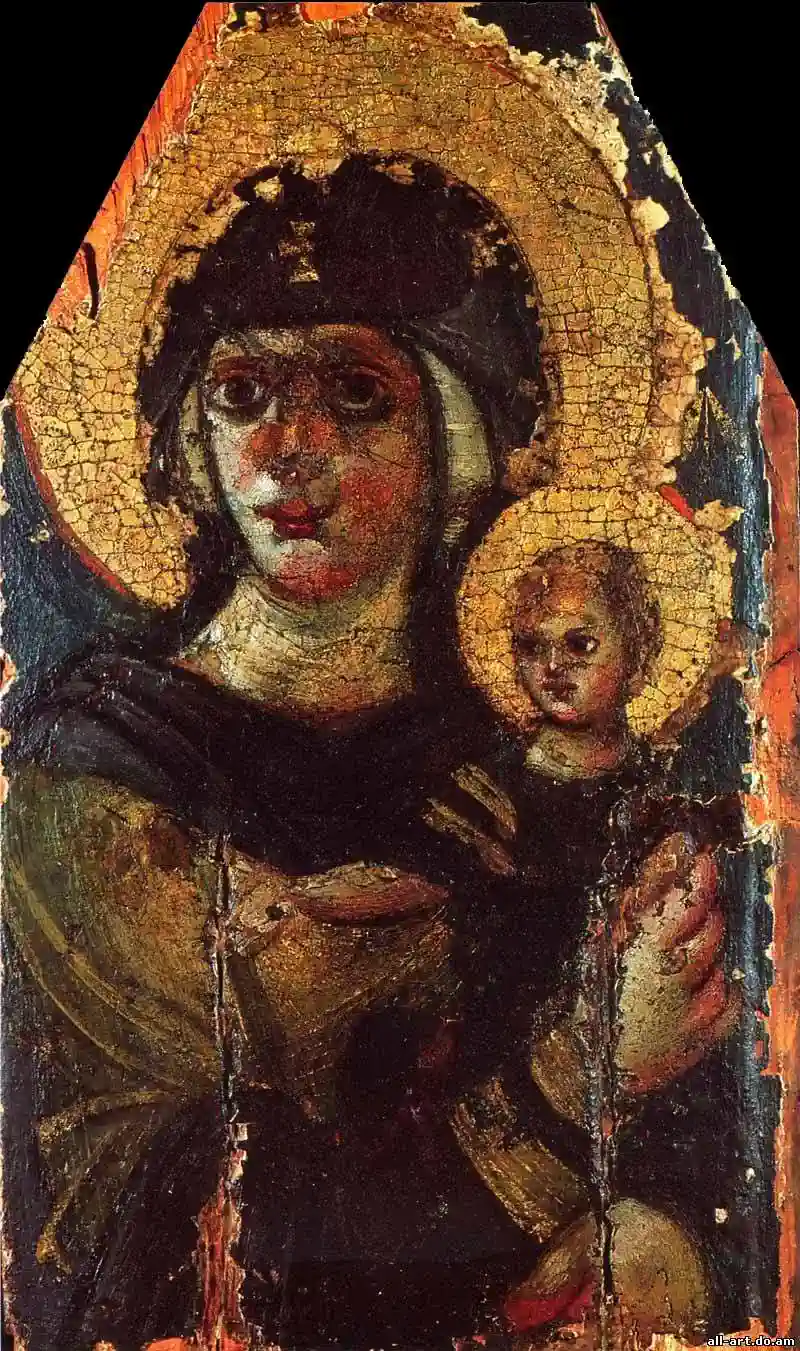 Раннехристианская икона Богоматери, энкаустика, доска, VI век 
