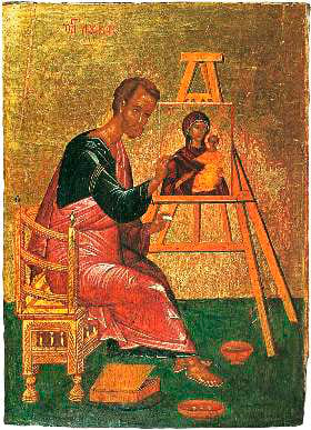 Евангелист Лука, пишущий икону Богоматери, Византия 15 век