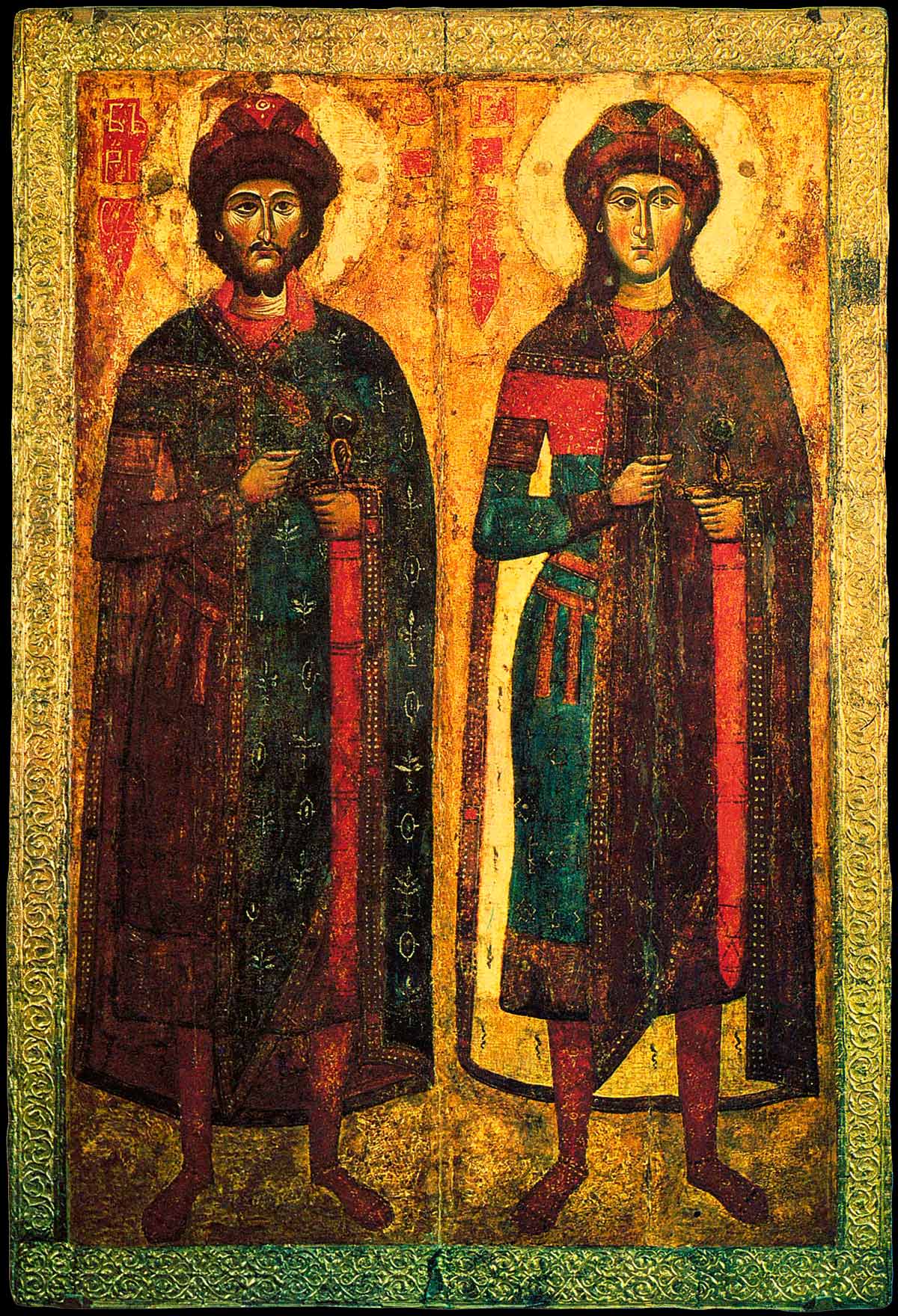 Икона Борис и Глеб 14 век Тверь