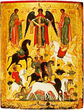 икона Чудо о Флоре и Лавре 15 век Новгород
