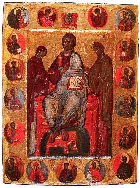 Икона Иисус Христос на Престоле с Предстоящими Грузия
