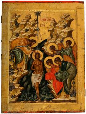 Икона Крещение Господне 15 век Кирилло-Белозерский монастырь