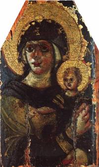 Раннехристианская икона Богоматери, энкаустика, доска, VI век 