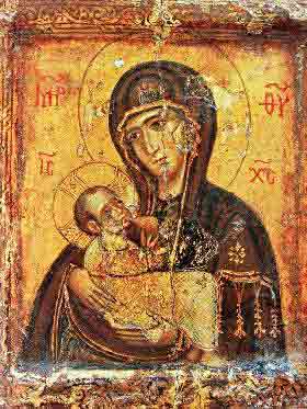 Икона Божьей Матери Млекопитательница 13 век Монастырь Св. Екатерины, Египет Синай