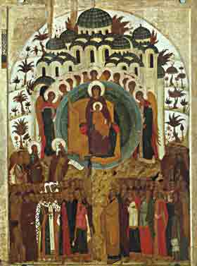 Икона Божьей Матери О Тебе радуется 15 век Дионисий