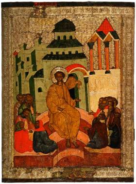 Икона Преполовение Пятидесятницы 15 век Кирилло-Белозерский монастырь