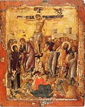 Икона Распятие Христово 14 век Греция