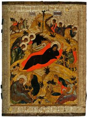 Икона Рождество Христово 15 век Кирилло-Белозерский монастырь