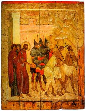 Икона Шествие на Голгофу 15 век Кирилло-Белозерский монастырь