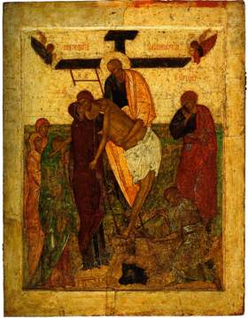Икона Снятие со Креста 15 век Кирилло-Белозерский монастырь