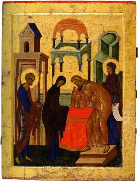Икона Сретение Господне 15 век Кирилло-Белозерский монастырь