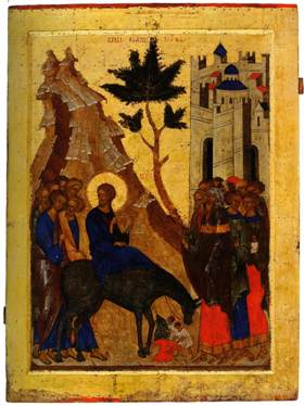 Икона Вход Господень в Иерусалим 15 век Кирилло-Белозерский монастырь