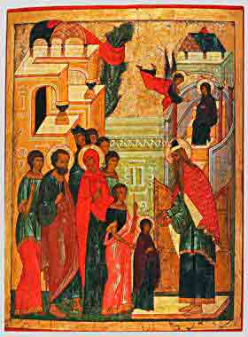 Икона Введение во Храм Пресвятой Богородицы 15 век Новгород