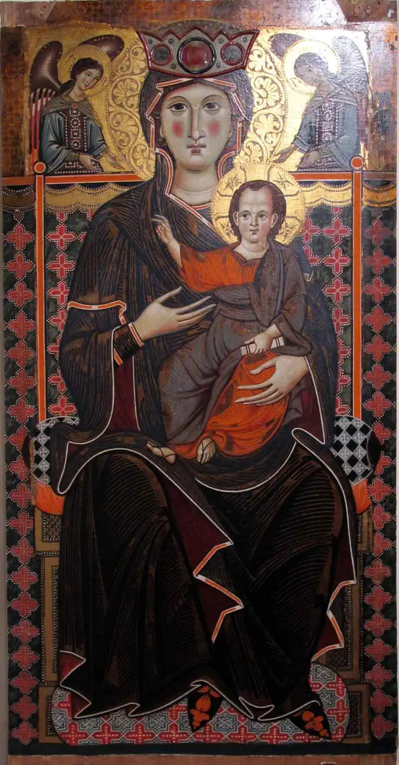 Богоматерь на Троне с Младенцем 13 век Италия