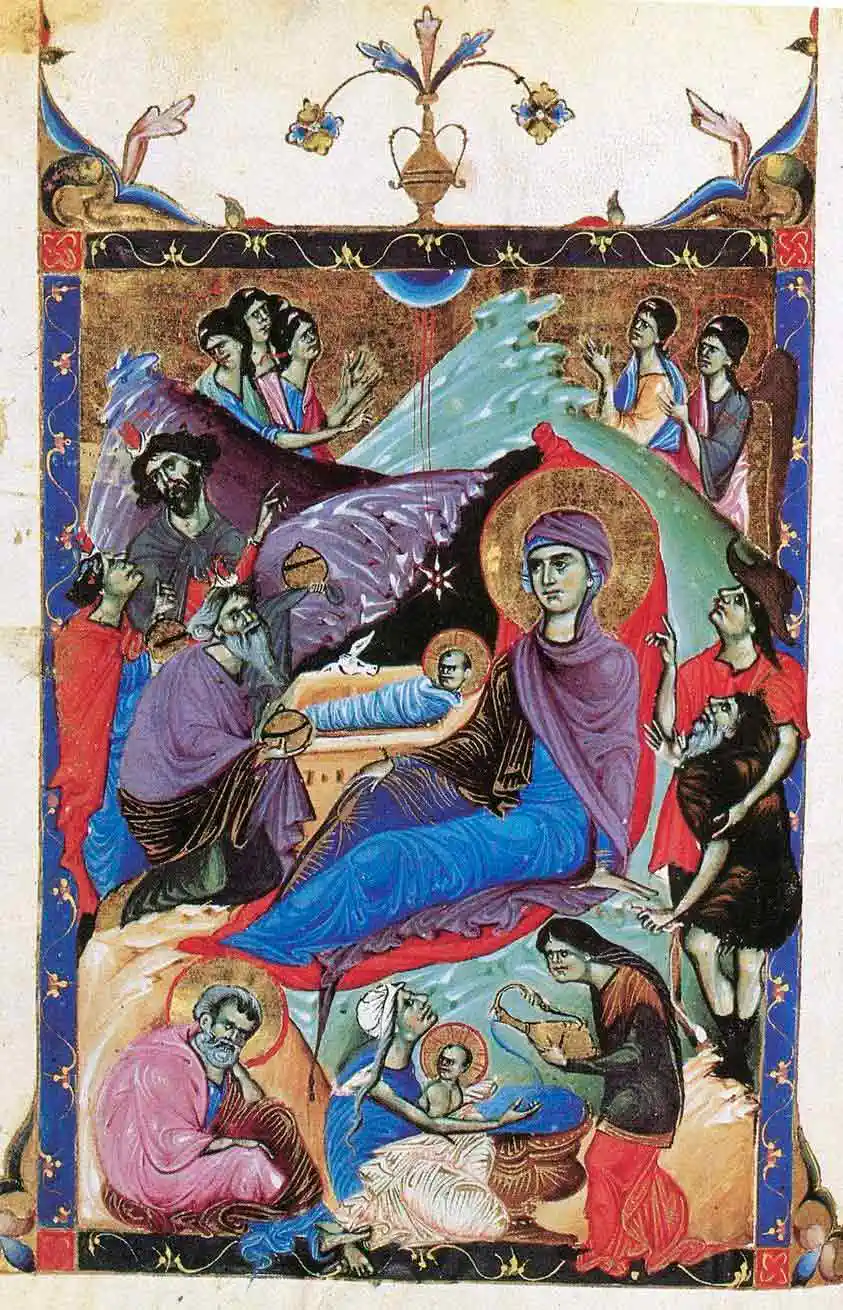 миниатюра Рождество Христово 13 век Армения