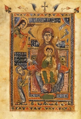 миниатюра Богоматерь на Троне 13 век Армения